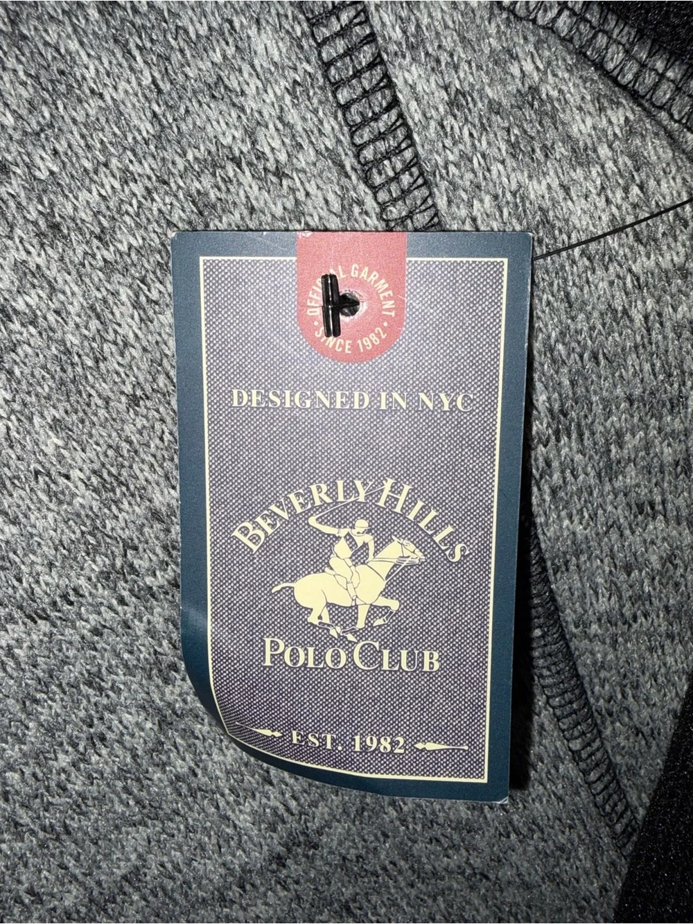 Beverly Hills Polo Club Men’s Large Quarter Zip Pullover Gray Black NWT